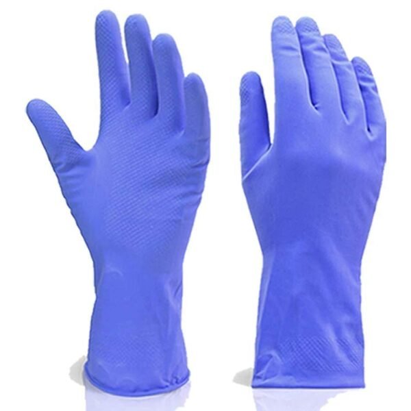 Flock line Reusable Rubber Hand Gloves (Blue) - 1pc