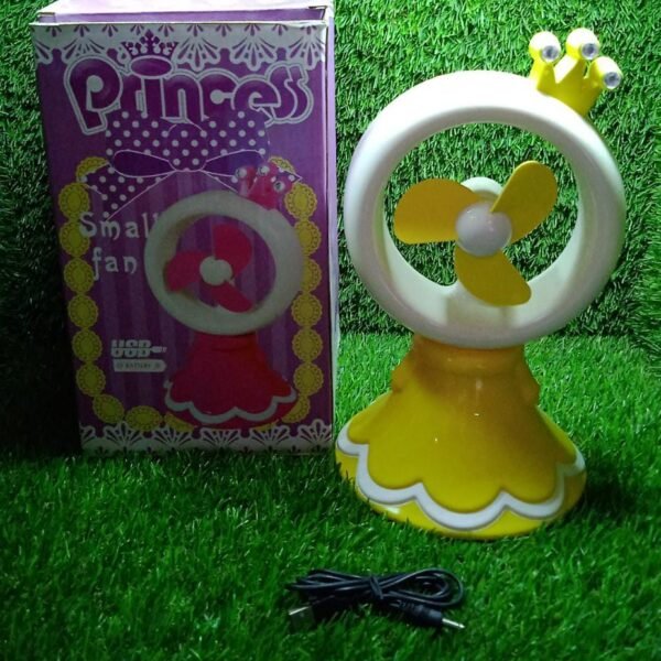 Princess Portable Fan – Bright Color Desktop USB & Battery Operated (Battery Not Included)