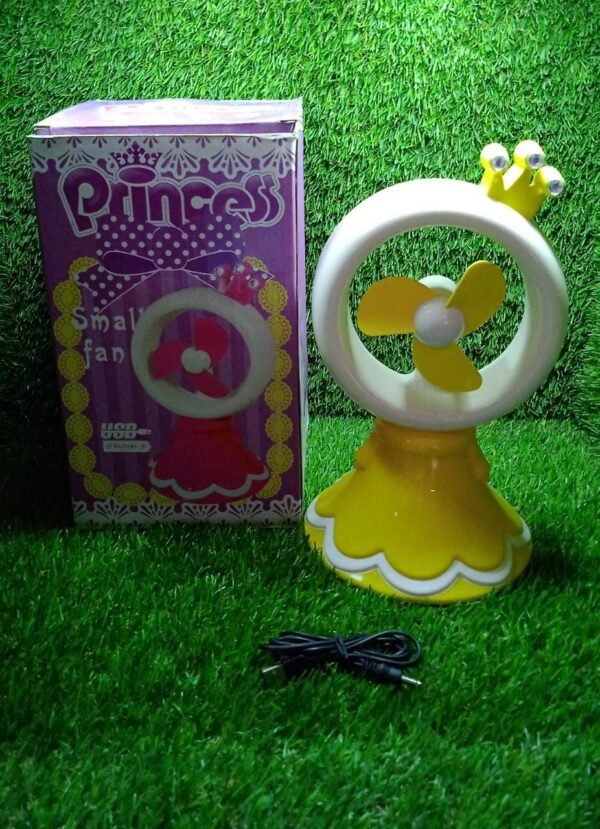 Princess Portable Fan – Bright Color Desktop USB & Battery Operated (Battery Not Included)
