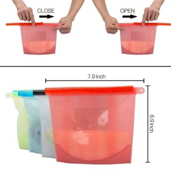 Reusable Silicone Airtight Leakproof Food Storage Bag - 1 ltr