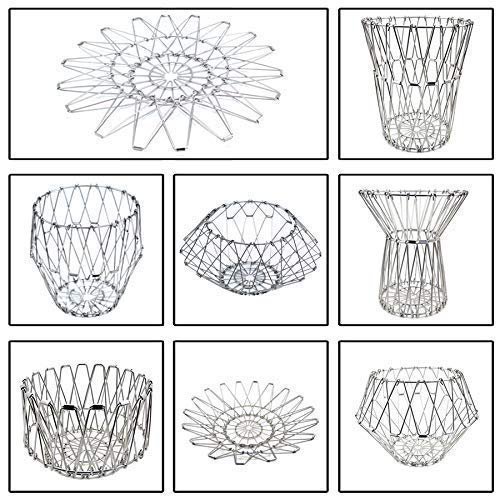 51wSaMSoZ2L.jpg Multipurpose Fruit Basket Stainless Steel Wire Bowl Foldable Basket