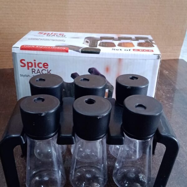 6-Piece Plastic Spice Jar Set with Stand