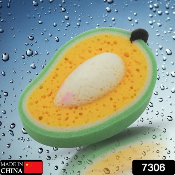 52b479f0-b36f-497a-95f5-618113ecfd27.jpg Multipurpose Mango Dish Sponge: Cleans Kitchen & Bath (Soft & Durable, 1 Pc)