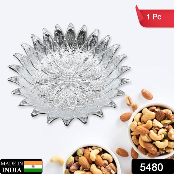 5480.jpg Plastic Silver Finish Serving Tray, Decorative Multipurpose Tray (1 Pc)
