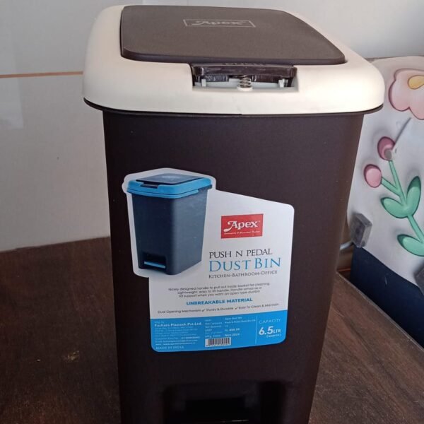 Apex Plastic Push N Pedal Dust Bin 6.5 Liters (1 Pc / Mix Color)