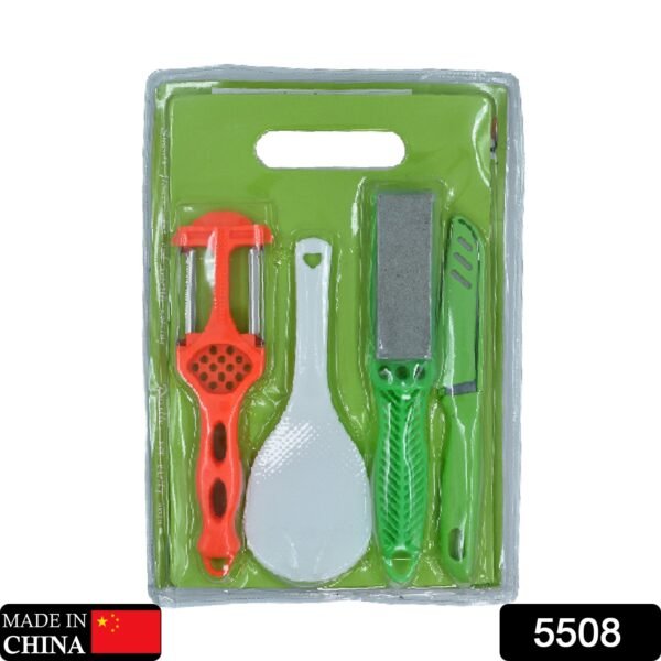 5508.jpg Plastic Chopping Board with Knife Set Scissor and Wine Opener for Cutting