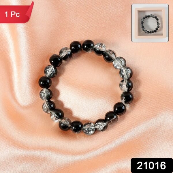Elegant Dual-Tone Crystal Beaded Stretch Bracelet (1 Pc)