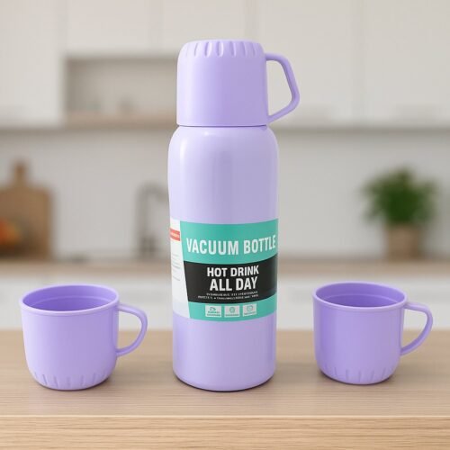 5533_vacuum_flask_set_500ml.jpg Vacuum Flask Set – Stainless Steel Thermos with 3 Cups, Approx 500ml