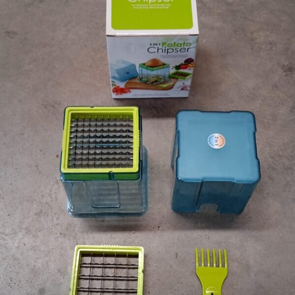 2-in-1 Potato Chipper & Slicer – French Fries Maker with Two-Blade Cutter (1 Pc)