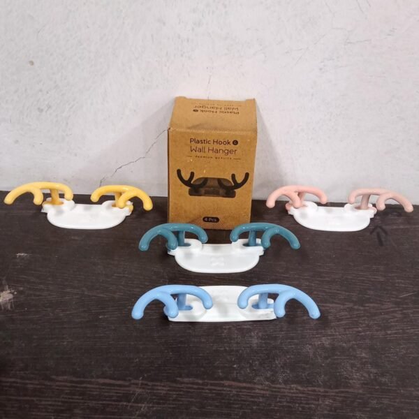 Plastic Wall Hanger Hook Wall Adhesive Hook Premium Quality Wall Hook (Pack Of 4pc)