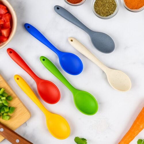 Silicone Multipurpose Basting Spoon Heat-Resistant Non-Stick Cooking Set (6 Pcs)