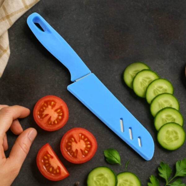 5782_steel_knife_n_cover_1pc.jpg Stainless Steel Knife For Kitchen Use, Knife Set, Knife & Non-Slip Handle With Blade Cover Knife, Fruit, Vegetable,Knife Set (1 Pc)