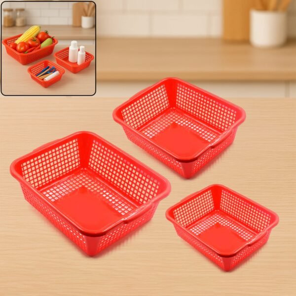 Plastic 3 Pieces Kitchen Large Dish Rack Drainer Vegetables Fruits Washing Basket