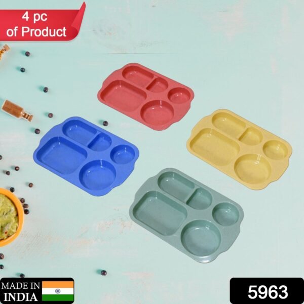 Divided Plates (32 CM, 5 Compartments) Shatterproof Microwave-Safe Tableware