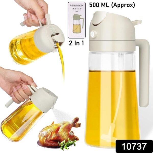 2-in-1 Multi-Purpose Glass Oil Dispenser Bottle (500 ml Approx)