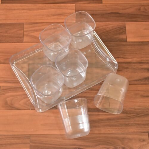 6pc Glasses With tray Plastic Glass Set