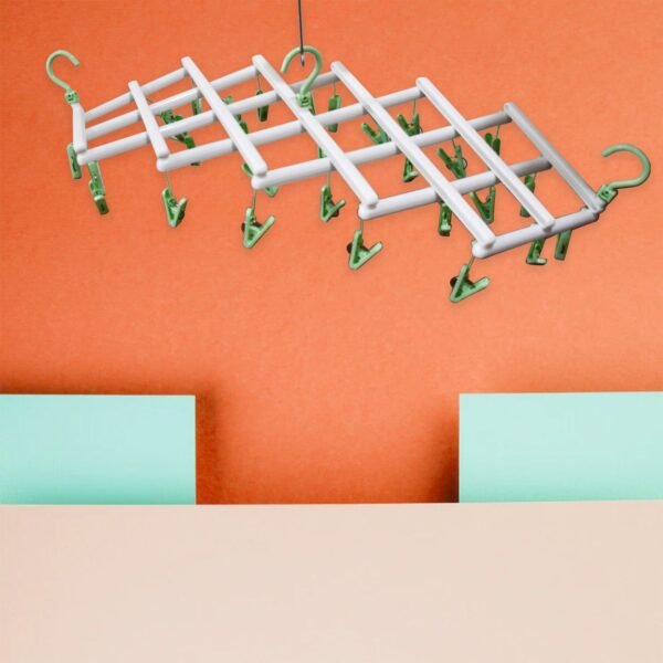 Adjustable Clothes Hanger with 29 Clips – Windproof Dryer Rack