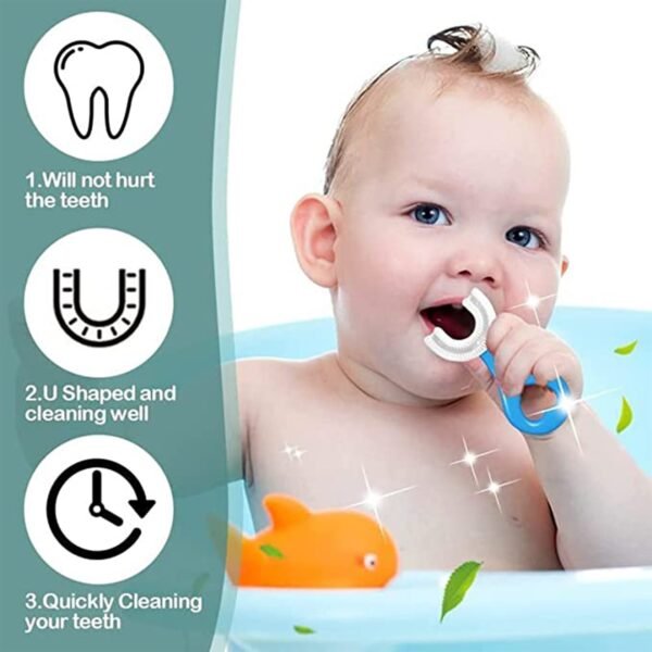 U-Shaped Kids Toothbrush (2–6 Years) with Ultra-Soft Food-Grade Silicone Head