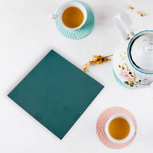 Square Leather Tea Coaster – Durable Dining Table Accessory (1 Pc)