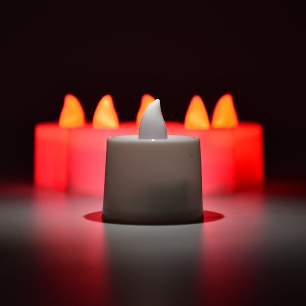 Red LED Tealights Smokeless Flameless Candles for Home Decor, Diwali (24 Pcs)