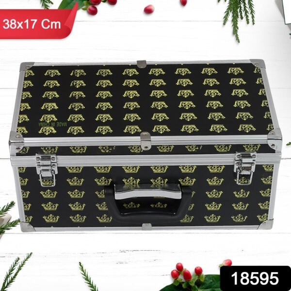 Wooden & Aluminium Portable Suitcase Travel Tool Box (38×17×18 Cm / 1 Pc)