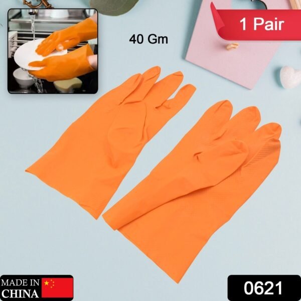 5b27f46a-8cdc-439b-b9ba-ef967a86d9b0.jpg Multipurpose Rubber Reusable Cleaning Gloves, Reusable Rubber Hand Gloves I Latex Safety Gloves I for Washing I Cleaning Kitchen I Gardening I Sanitation I Wet and Dry Use Orange Gloves (1 Pair 40 Gm)