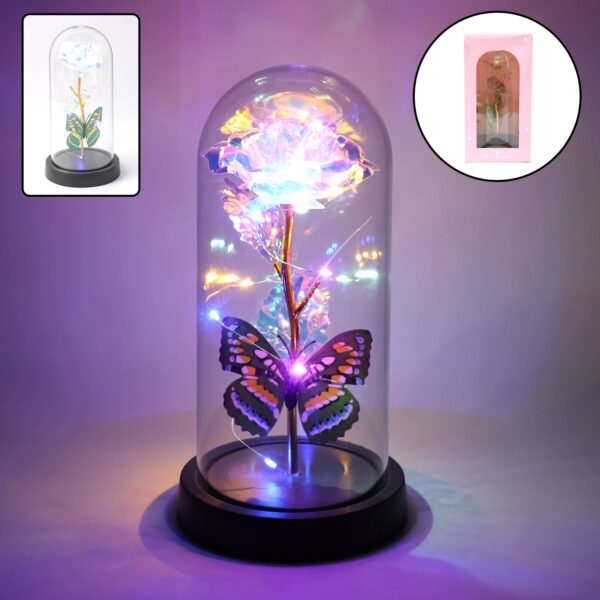 LED Light-Up Eternal Rose Butterfly in Transparent Dome (1 Pc / Battery not Included)