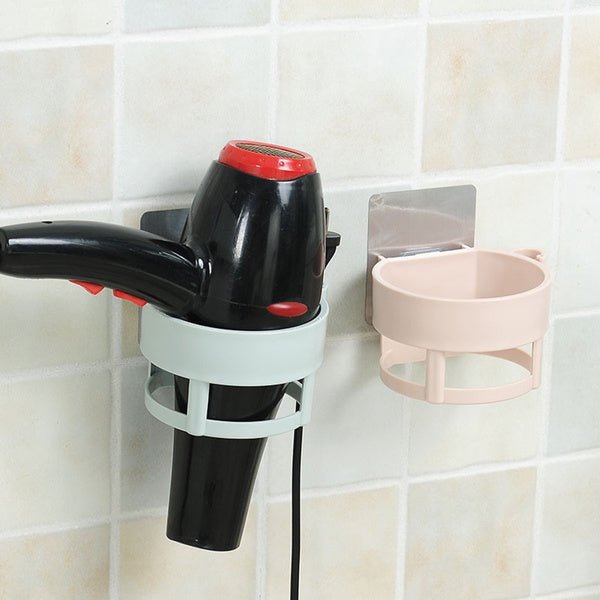 Self Adhesive Hair Dryer Holder – Bathroom Wall Storage Shelf Organizer Stand