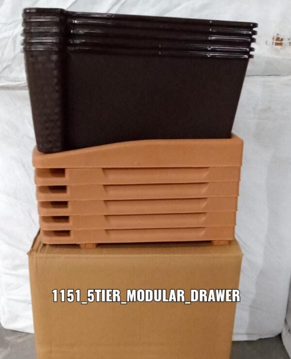 5cca8b69-864d-4554-97df-3d1304167d8f.jpg 5tier Plastic Modular Drawer System For Multiple Use (Brown colour)