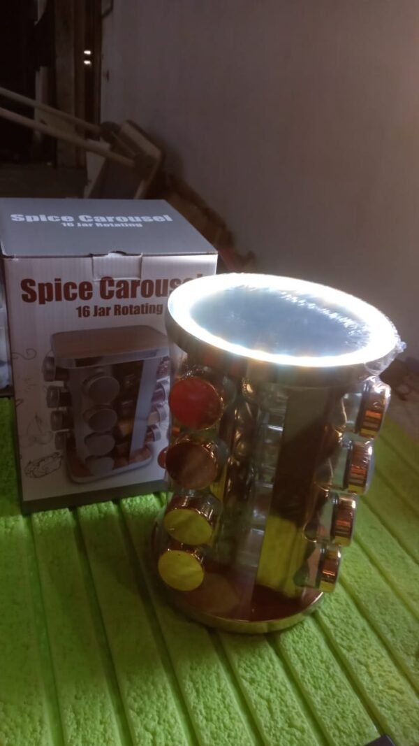 5cd48420-8017-4388-835c-7b4240715584.jpg LED Spice Rack Organizer, Rotating Spice Rack (Golden / 16 Pc / MOQ - 6 pc)