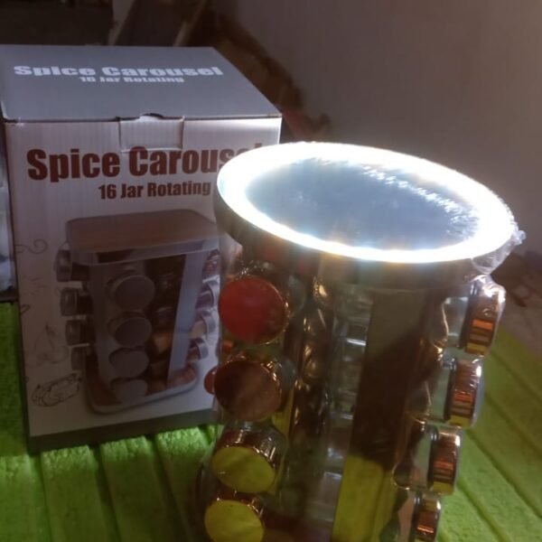 5cd48420-8017-4388-835c-7b4240715584.jpg LED Spice Rack Organizer, Rotating Spice Rack (Golden / 16 Pc / MOQ - 6 pc)