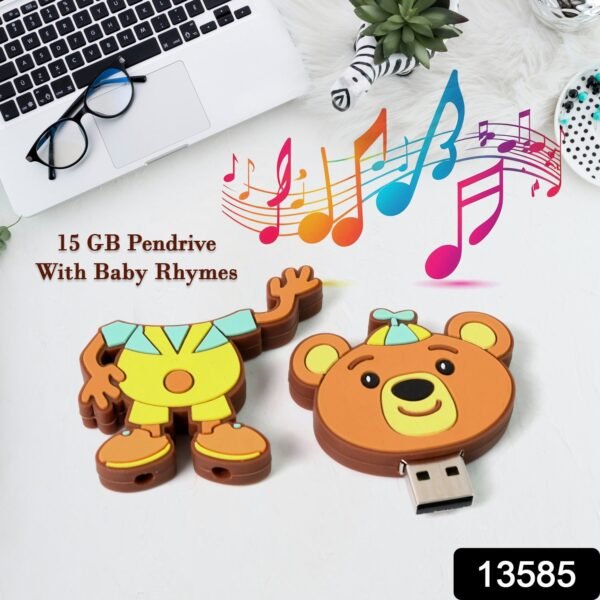 Portable Cartoon Silicone USB Pen Drive (15 GB Baby Rhymes Song / 1 Pc)