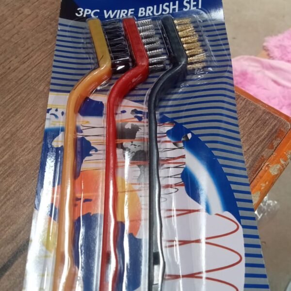5edf0236-b232-4579-86cb-182789caf638.jpg 3 Pc Mini Wire Brush Set for cleaning (Brass, Nylon, Stainless Steel Bristles)