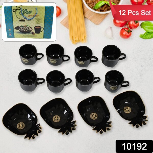 Pine Junction Ceramic Tea / cups / Mug Set Pineapple Shape Serving Bowl (12 Pcs set)