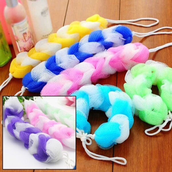 Hanging Bath Shower Long Loofah Sponge Pouf Body Scrubber (pack of 6)
