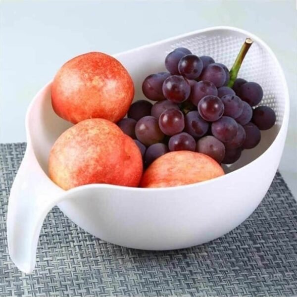 Plastic Rice Bowl & Food Strainer with Thick Handle