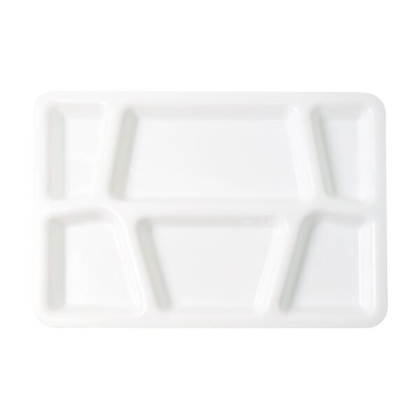 Plastic Multi-Compartment Rectangular Meal Serving Tray / Plate (1 Pc / White)