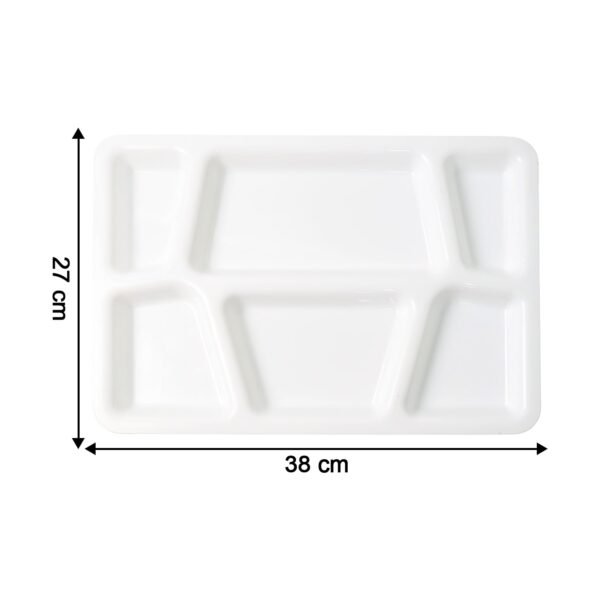 Plastic Multi-Compartment Rectangular Meal Serving Tray / Plate (1 Pc / White)