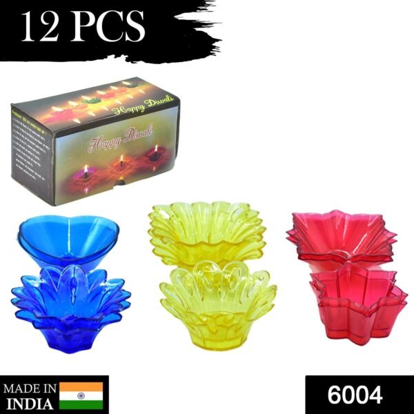 600402_22d06b59-cde5-4bd5-b828-c1276fa1852d.jpg Plastic Candle Cup with Multi Shape Diwali Diya Cup, Diwali (Multicolor) (12 Pcs Set)