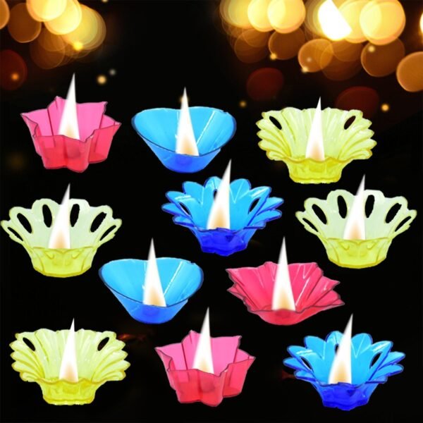 600405_5a671304-c1a5-48ad-810c-ce0a34b7a8d6.jpg Plastic Candle Cup with Multi Shape Diwali Diya Cup, Diwali (Multicolor) (12 Pcs Set)