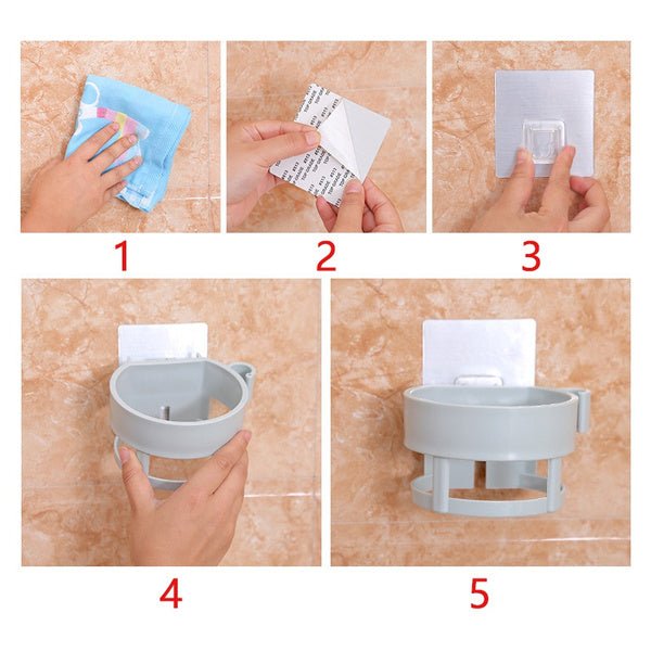 Self Adhesive Hair Dryer Holder – Bathroom Wall Storage Shelf Organizer Stand