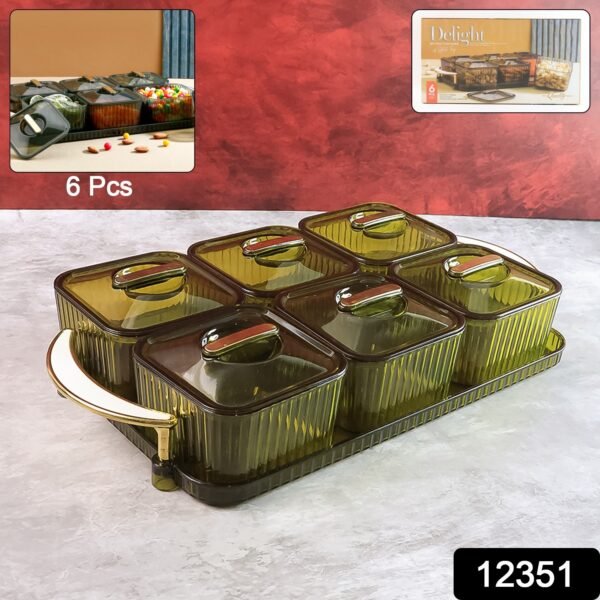 603ea15c-0d4c-4697-a61b-5388fec905b9.jpg Liger Multipurpose Transparent Spice Jar Set with Tray and Lids 400ML Approx (6 Pc)