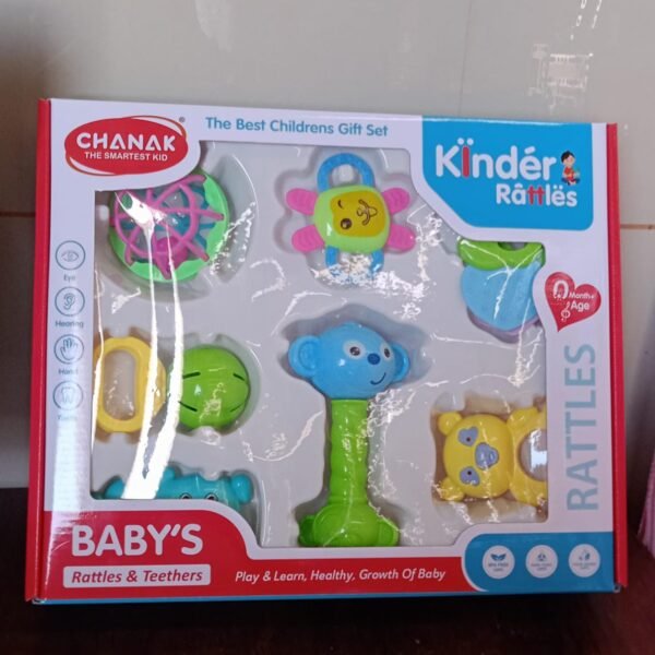 Kinder Rattles & Teething Set – Non-Toxic Shake & Grab Baby Toys (8 Pcs Set)