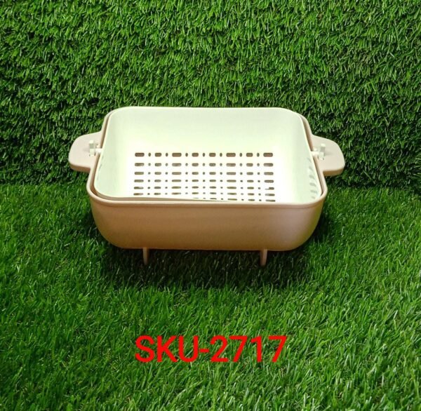 Multifunctional BPA Free Double Layered Plastic Rotatable Strainer (Multicolor)