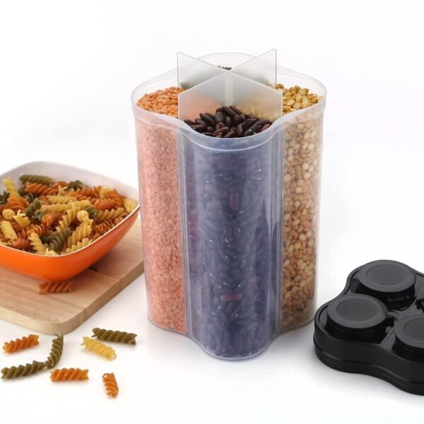 611KqQIo6wL._SL1280.jpg Plastic Lock Food Storage 4 Section Container Jar for Grocery, Fridge Container.