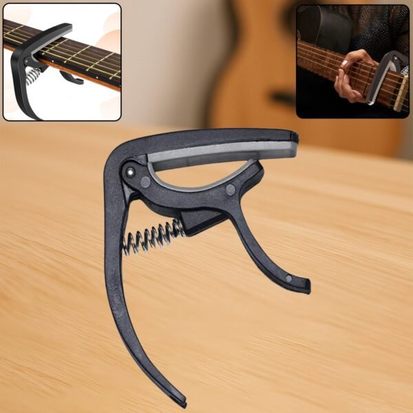 6141_guitar_capo_1pc.jpg Guitar Capo with Pickup Stand – Soft Capo for Acoustic & Electric Instruments