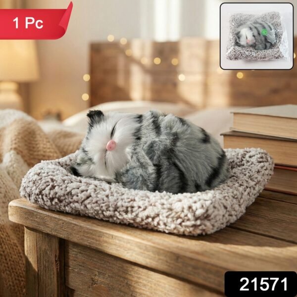 Soft Plush Cute Closed-Eye Cat Car Dashboard Showpiece Toy (1 Pc)