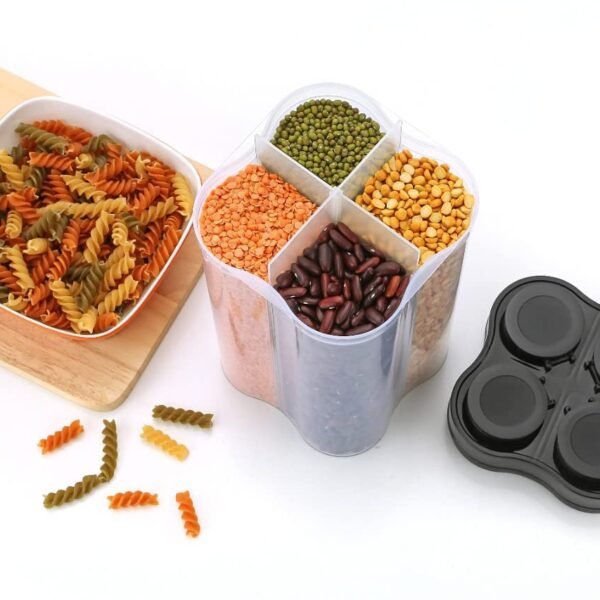 61Th-4CAnWL._SL1280.jpg Plastic Lock Food Storage 4 Section Container Jar for Grocery, Fridge Container.