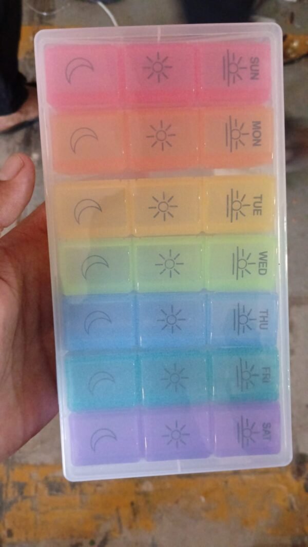 Pill Box 7 Day Weekly Medicine Organizer Daily Planner Portable Travel Container Holder for Vitamin and Supplement Moisture-Proof Compartments Case for Pocket Purse Easy to Use BPA Free (21 Grid)