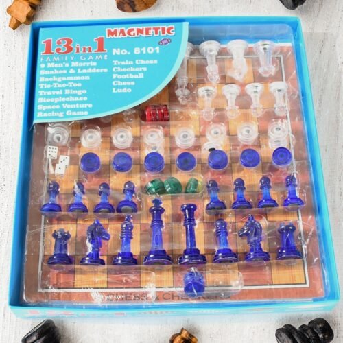 61dc1e14-51a5-4d96-a4aa-081deb3d614b.jpg 13 in 1 Family Board Game Chess, Space Venture, Steeplechase Set for Kids